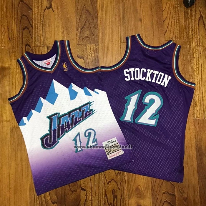 Maglia Utah Jazz John Stockton #12 Hardwood Classics Throwback 1996-97 Viola
